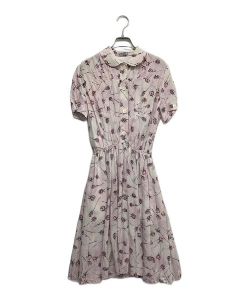 MIU MIU（ミュウミュウ）MIU MIU (ミュウミュウ) フラワープリントブラウスワンピース ピンク サイズ:38の古着・服飾アイテム