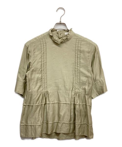 MACPHEE（マカフィー）MACPHEE (マカフィー) スーパーライトモールスキン ピンタックブラウス オリーブ サイズ:36の古着・服飾アイテム