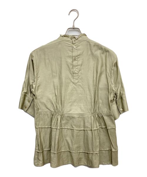 MACPHEE（マカフィー）MACPHEE (マカフィー) スーパーライトモールスキン ピンタックブラウス オリーブ サイズ:36の古着・服飾アイテム