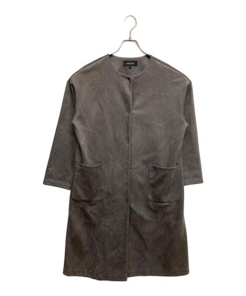 UNTITLED（アンタイトル）UNTITLED (アンタイトル) スウェードタッチノーカラーコート グレー サイズ:Mの古着・服飾アイテム