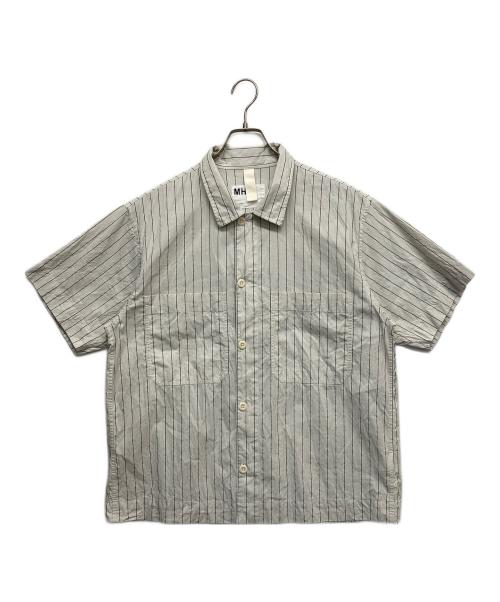 MHL（エムエイチエル）MHL (エムエイチエル) ラミーコットンストライプS/Sシャツ グレー サイズ:Mの古着・服飾アイテム