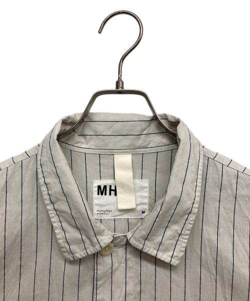 MHL（エムエイチエル）MHL (エムエイチエル) ラミーコットンストライプS/Sシャツ グレー サイズ:Mの古着・服飾アイテム