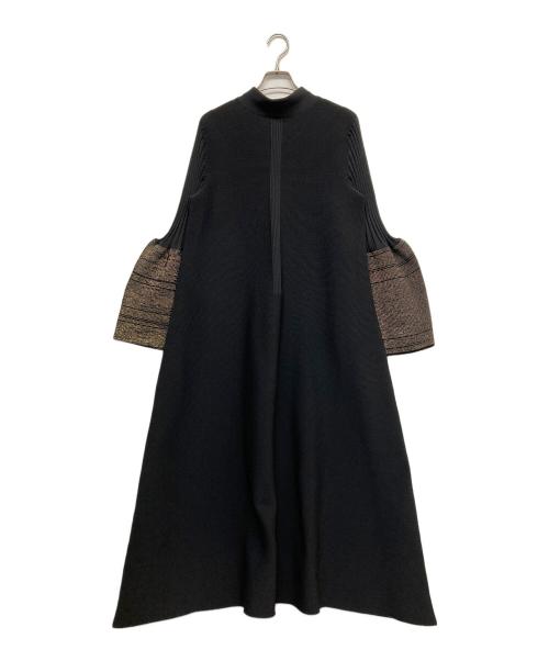 CFCL（シーエフシーエル）CFCL (シーエフシーエル) POTTERY GLITTER MOCKNECK LONG BELL SLEEVE FLARE DRESS ブラック サイズ:1の古着・服飾アイテム