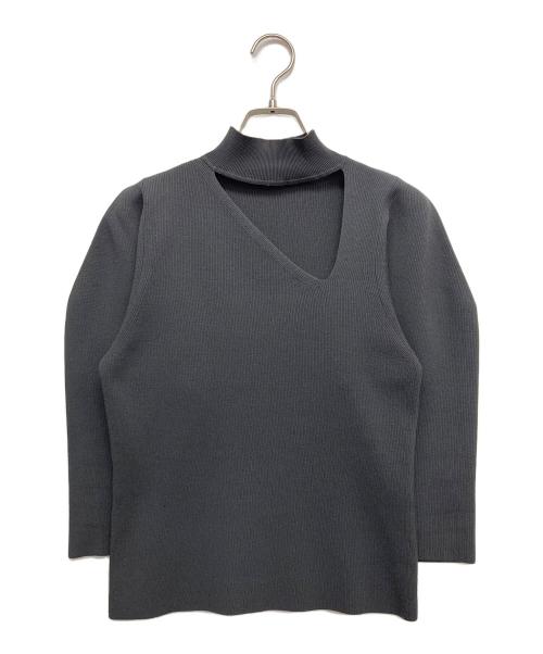 ESTNATION（エストネーション）ESTNATION (エストネーション) アシンメトリーカッティニット ブラック サイズ:FREEの古着・服飾アイテム