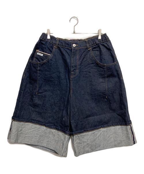 ANGLAN（アングラン）ANGLAN (アングラン) ターンアップ セルビッジ ロールアップ デニム ハーフパンツ インディゴ サイズ:Fの古着・服飾アイテム