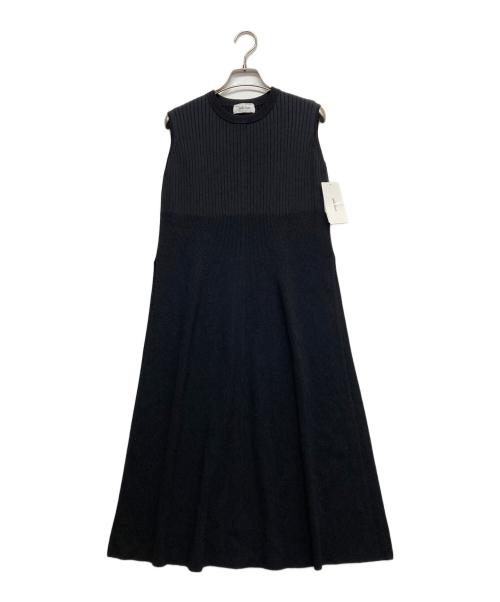 Mila Owen（ミラオーウェン）Mila Owen (ミラオーウェン) スカートレイヤードノースリーブニットワンピース ブラック 未使用品の古着・服飾アイテム