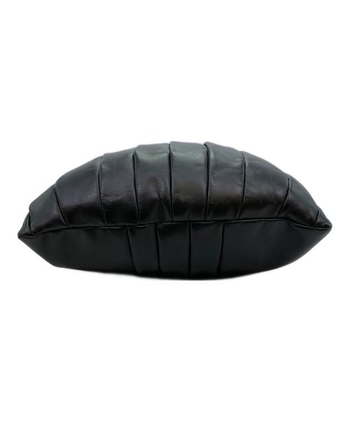 yohji yamamoto+noir（ヨウジヤマモトプリュスノアール）yohji yamamoto+Noir (ヨウジヤマモトプリュスノアール) フロントプリーツレザー ショルダーバッグ ブラックの古着・服飾アイテム