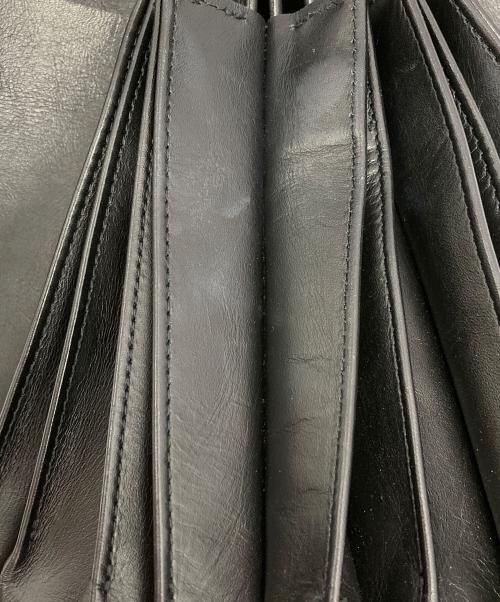 yohji yamamoto+noir（ヨウジヤマモトプリュスノアール）yohji yamamoto+Noir (ヨウジヤマモトプリュスノアール) フロントプリーツレザー ショルダーバッグ ブラックの古着・服飾アイテム