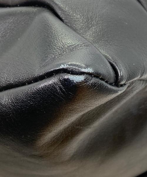 yohji yamamoto+noir（ヨウジヤマモトプリュスノアール）yohji yamamoto+Noir (ヨウジヤマモトプリュスノアール) フロントプリーツレザー ショルダーバッグ ブラックの古着・服飾アイテム