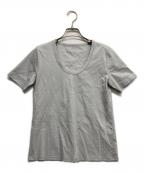 anuansアニュアンス）の古着「シルクタッチコットンUネックTシャツ」｜グレー