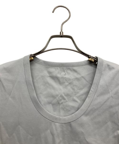 anuans（アニュアンス）anuans (アニュアンス) シルクタッチコットンUネックTシャツ グレー サイズ:Mの古着・服飾アイテム