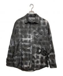 DSQUARED2（ディースクエアード）の古着「Dirty Check Dropped Shoulder Shirt」｜ブラック