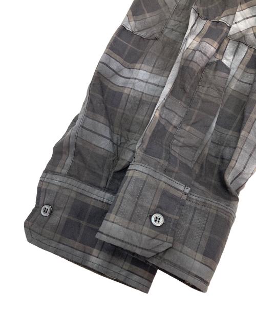 DSQUARED2（ディースクエアード）DSQUARED2 (ディースクエアード) Dirty Check Dropped Shoulder Shirt ブラック サイズ:48の古着・服飾アイテム