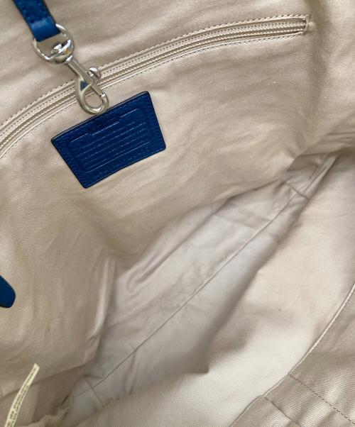 COACH（コーチ）COACH (コーチ) ターンロックレザートート ブルーの古着・服飾アイテム