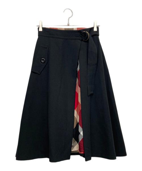 BLUE LABEL CRESTBRIDGE（ブルーレーベルクレストブリッジ）BLUE LABEL CRESTBRIDGE (ブルーレーベルクレストブリッジ) レイヤードチェックスカート ブラック サイズ:36の古着・服飾アイテム