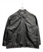 WYM LIDNMウィム バイ リドム）の古着「ARTIFICIAL GRAIN MILITARY BLOUSON」｜ブラック