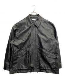 WYM LIDNM（ウィム バイ リドム）の古着「ARTIFICIAL GRAIN MILITARY BLOUSON」｜ブラック