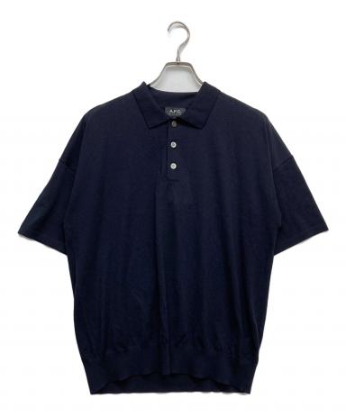 中古・古着通販】A.P.C. (アーペーセー) ニットポロシャツ ネイビー