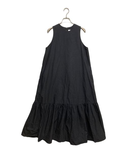 SACRA（サクラ）SACRA (サクラ) コットン ナイロン リプルド フィニッシュ ワンピース ブラック サイズ:38の古着・服飾アイテム