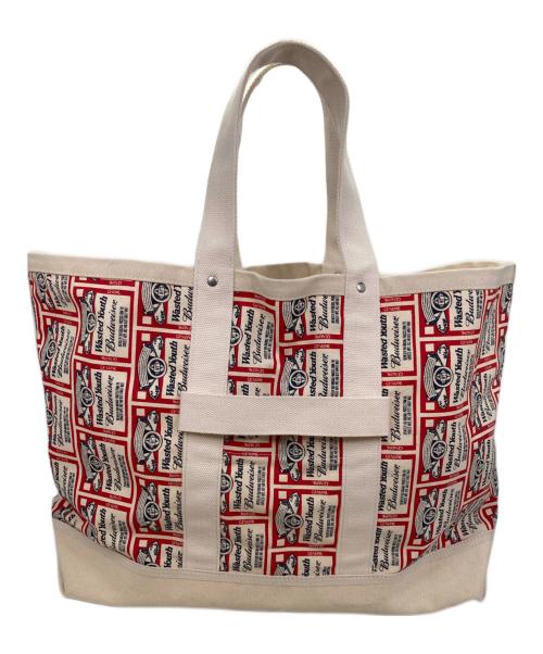 WASTED YOUTH（ウェイステッドユース）Wasted Youth (ウェイステッドユース) BUDWEISER (バドワイザー) WY×BW PATTERN PRINT TOTE BAG アイボリーの古着・服飾アイテム