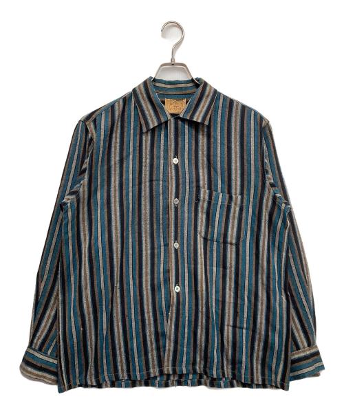 古着（フルギ）古着 (フルギ) ストライプウールシャツ グリーン サイズ:Mの古着・服飾アイテム