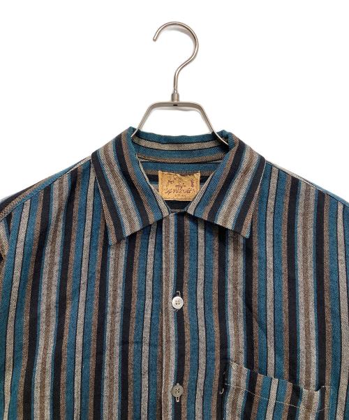 古着（フルギ）古着 (フルギ) ストライプウールシャツ グリーン サイズ:Mの古着・服飾アイテム
