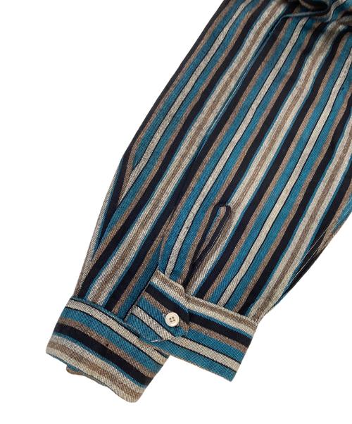 古着（フルギ）古着 (フルギ) ストライプウールシャツ グリーン サイズ:Mの古着・服飾アイテム