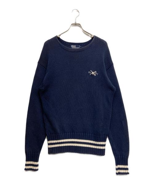 POLO RALPH LAUREN（ポロ・ラルフローレン）POLO RALPH LAUREN (ポロ・ラルフローレン) コットンクルーネックニット ネイビー サイズ:Mの古着・服飾アイテム