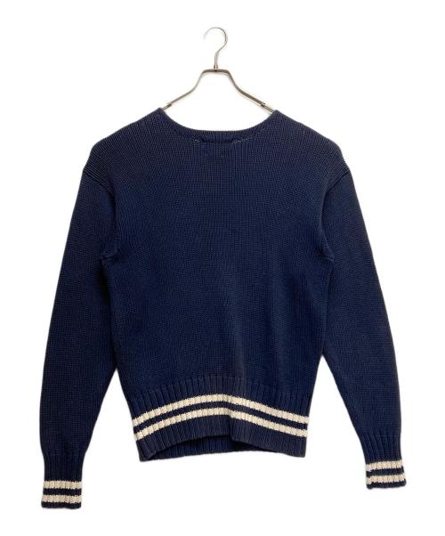 POLO RALPH LAUREN（ポロ・ラルフローレン）POLO RALPH LAUREN (ポロ・ラルフローレン) コットンクルーネックニット ネイビー サイズ:Mの古着・服飾アイテム