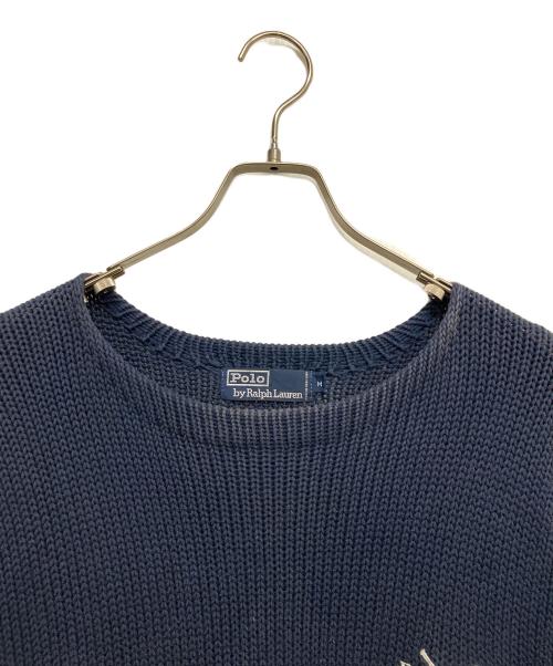 POLO RALPH LAUREN（ポロ・ラルフローレン）POLO RALPH LAUREN (ポロ・ラルフローレン) コットンクルーネックニット ネイビー サイズ:Mの古着・服飾アイテム
