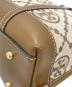 中古・古着 TORY BURCH (トリーバーチ) ペリー T モノグラム スモール トリプルコンパートメントトート ブラウン：20000円