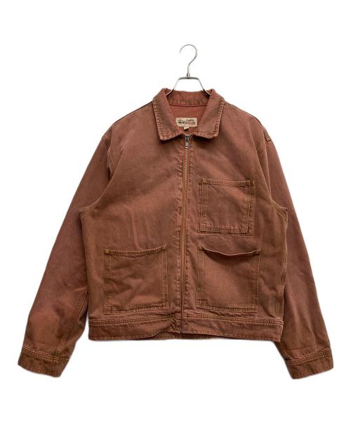 stussy（ステューシー）stussy (ステューシー) Denim Zip Work Jacket レッド サイズ:Lの古着・服飾アイテム