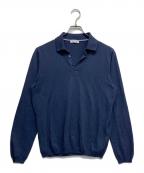 GRAN SASSOグランサッソ）の古着「L/Sニットポロシャツ」｜ブルー