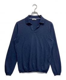 GRAN SASSO（グランサッソ）の古着「L/Sニットポロシャツ」｜ブルー