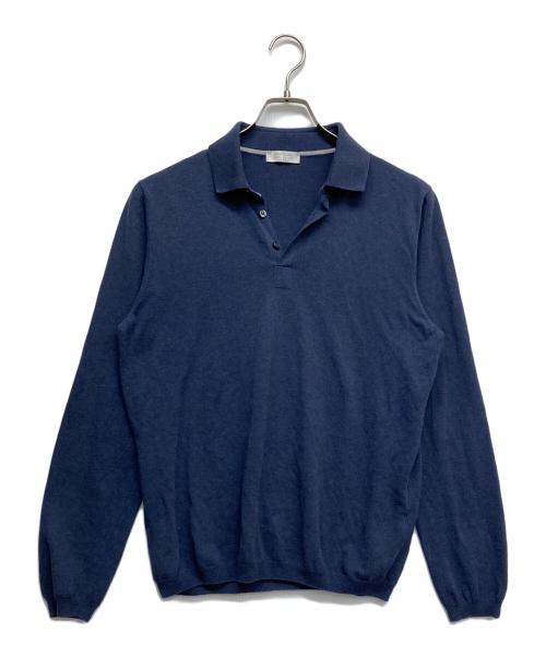 GRAN SASSO（グランサッソ）GRAN SASSO (グランサッソ) L/Sニットポロシャツ ブルー サイズ:50の古着・服飾アイテム