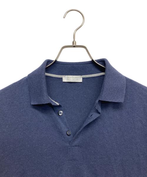 GRAN SASSO（グランサッソ）GRAN SASSO (グランサッソ) L/Sニットポロシャツ ブルー サイズ:50の古着・服飾アイテム