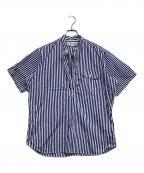 INDIVIDUALIZED SHIRTSインディビジュアライズドシャツ）の古着「S/Sプルオーバーストライプシャツ」｜ブルー