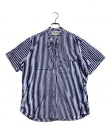 INDIVIDUALIZED SHIRTS（インディビジュアライズドシャツ）の古着「S/Sプルオーバーストライプシャツ」｜ブルー
