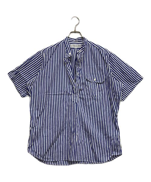 INDIVIDUALIZED SHIRTS（インディビジュアライズドシャツ）INDIVIDUALIZED SHIRTS (インディビジュアライズドシャツ) S/Sプルオーバーストライプシャツ ブルー サイズ:Lの古着・服飾アイテム