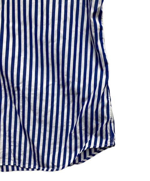 INDIVIDUALIZED SHIRTS（インディビジュアライズドシャツ）INDIVIDUALIZED SHIRTS (インディビジュアライズドシャツ) S/Sプルオーバーストライプシャツ ブルー サイズ:Lの古着・服飾アイテム