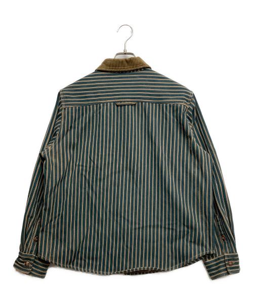 karaku（カラク）KARAKU (カラク) 裏フリースストライプワークジャケット グリーン サイズ:XLの古着・服飾アイテム
