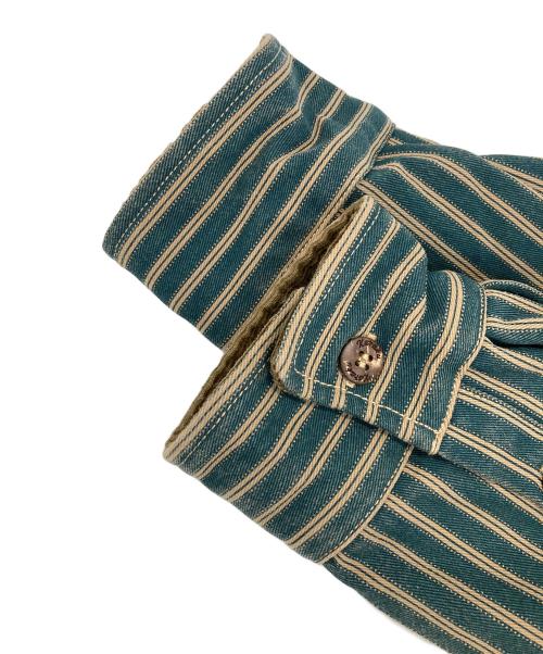 karaku（カラク）KARAKU (カラク) 裏フリースストライプワークジャケット グリーン サイズ:XLの古着・服飾アイテム