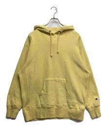 Champion（チャンピオン）の古着「リバースウィーブプルオーバーフーデッドスウェットシャツ」｜イエロー