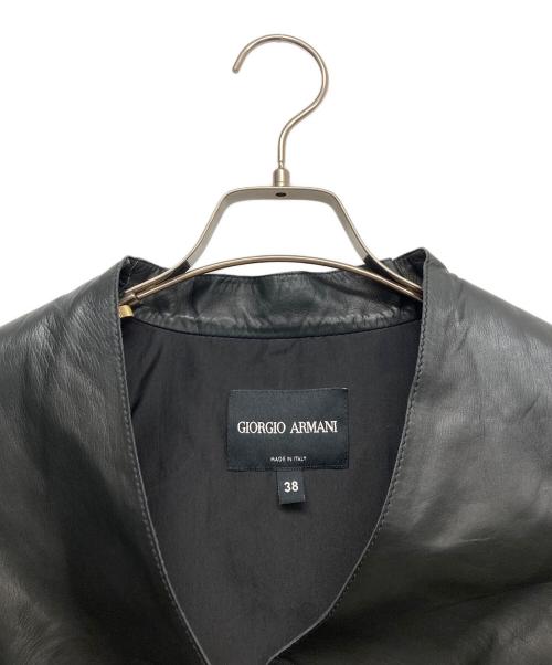 GIORGIO ARMANI（ジョルジョアルマーニ）GIORGIO ARMANI (ジョルジョアルマーニ) ペプラムレザージャケット ブラック サイズ:38の古着・服飾アイテム