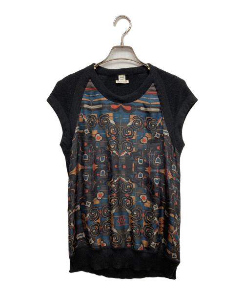 HERMES（エルメス）HERMES (エルメス) シルク切替ショートスリーブニット ブラック サイズ:38の古着・服飾アイテム