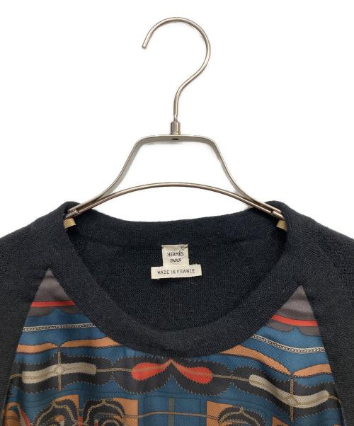 HERMES（エルメス）HERMES (エルメス) シルク切替ショートスリーブニット ブラック サイズ:38の古着・服飾アイテム