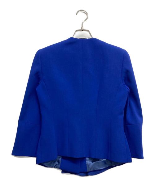 GIORGIO ARMANI（ジョルジョアルマーニ）GIORGIO ARMANI (ジョルジョアルマーニ) フリルノーカラージャケット ブルー サイズ:36の古着・服飾アイテム