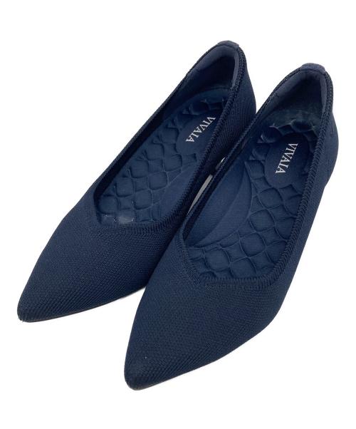 VIVAIA（ビバイア）VIVAIA (ビバイア) Vカット ニットパンプス ネイビー サイズ:35の古着・服飾アイテム