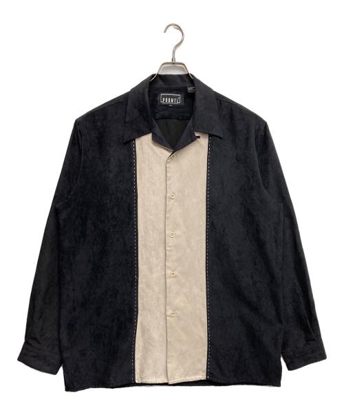 PRONTI（PRONTI）PRONTI (PRONTI) スエードオープンカラーシャツ ブラック サイズ:Lの古着・服飾アイテム