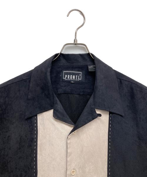 PRONTI（PRONTI）PRONTI (PRONTI) スエードオープンカラーシャツ ブラック サイズ:Lの古着・服飾アイテム